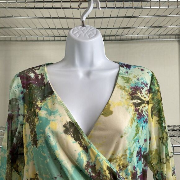 Rampage Women's Green Mesh Faux Wrap Dress Size L Y2K 90’s Colors Mall Vibes‎ - Picture 8 of 11